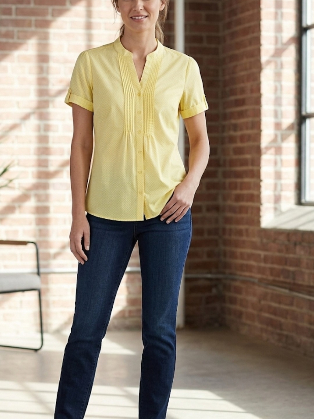 St. JOHN'S BAY Short-Sleeve Pintuck Blouse